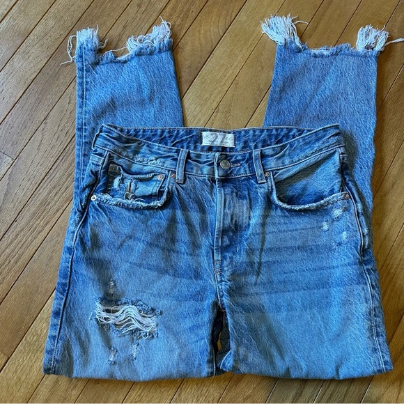 Free People Good Times Relaxed Distressed Jeans Womens 27 Blue - Picture 10 of 10